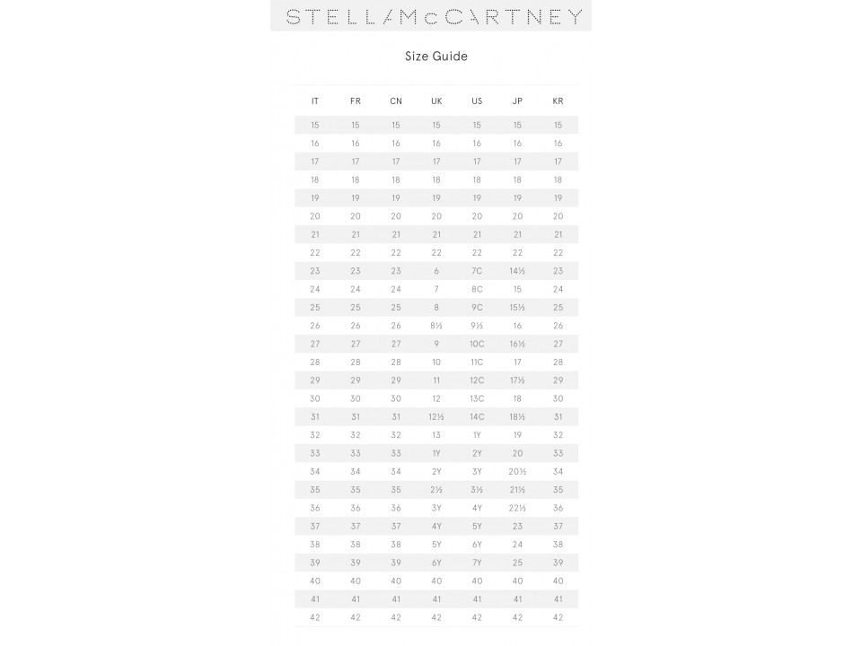 Adidas By Stella Mccartney Size Chart